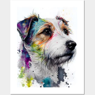 Watercolor Jack Russell Terrier with Rainbow Colors Posters and Art